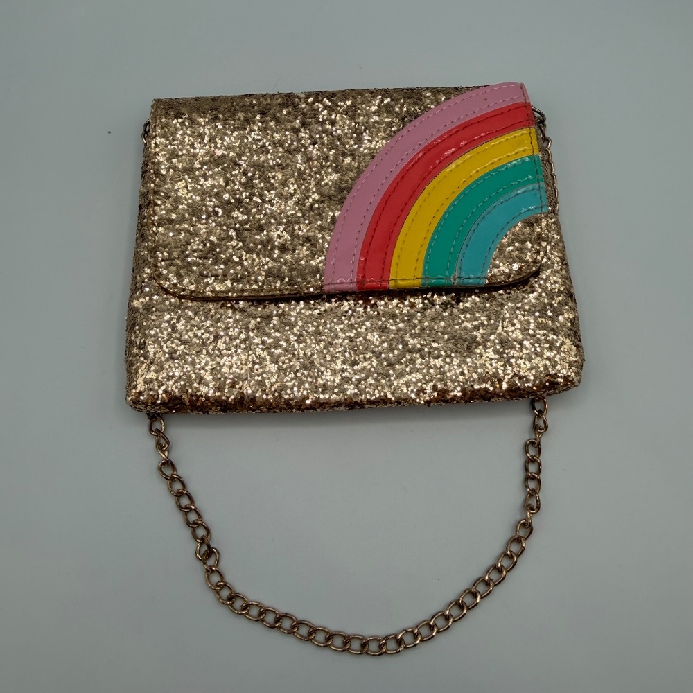 Capelli New York Kids Girl's Gold Sparkle Rainbow Mini Small Purse